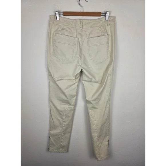 Peruvian Connection Womens Cream Moto Equestrian Slim Pants Ankle Zip Size 12 - Picture 2 of 7